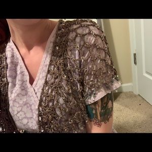 Metallic shawl/wrap with beading